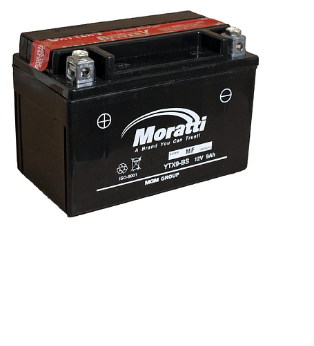 Аккумулятор Moratti 12V 8 cух/зар. с/эл.о.п. (YTX9-BS) (MEP12X9) (уп.8 шт) 150*87*105/150